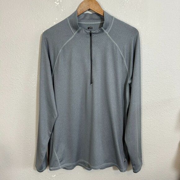 REI Co-op Shirt Mens Large Gray 1/4 Zip Tech Long Sleeve Stretch Pullover - Picture 2 of 6